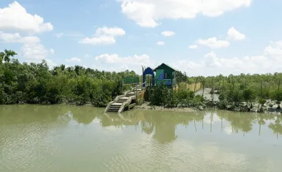 Adventurers exploring the lush Sundarbans on a tour from Kolkata